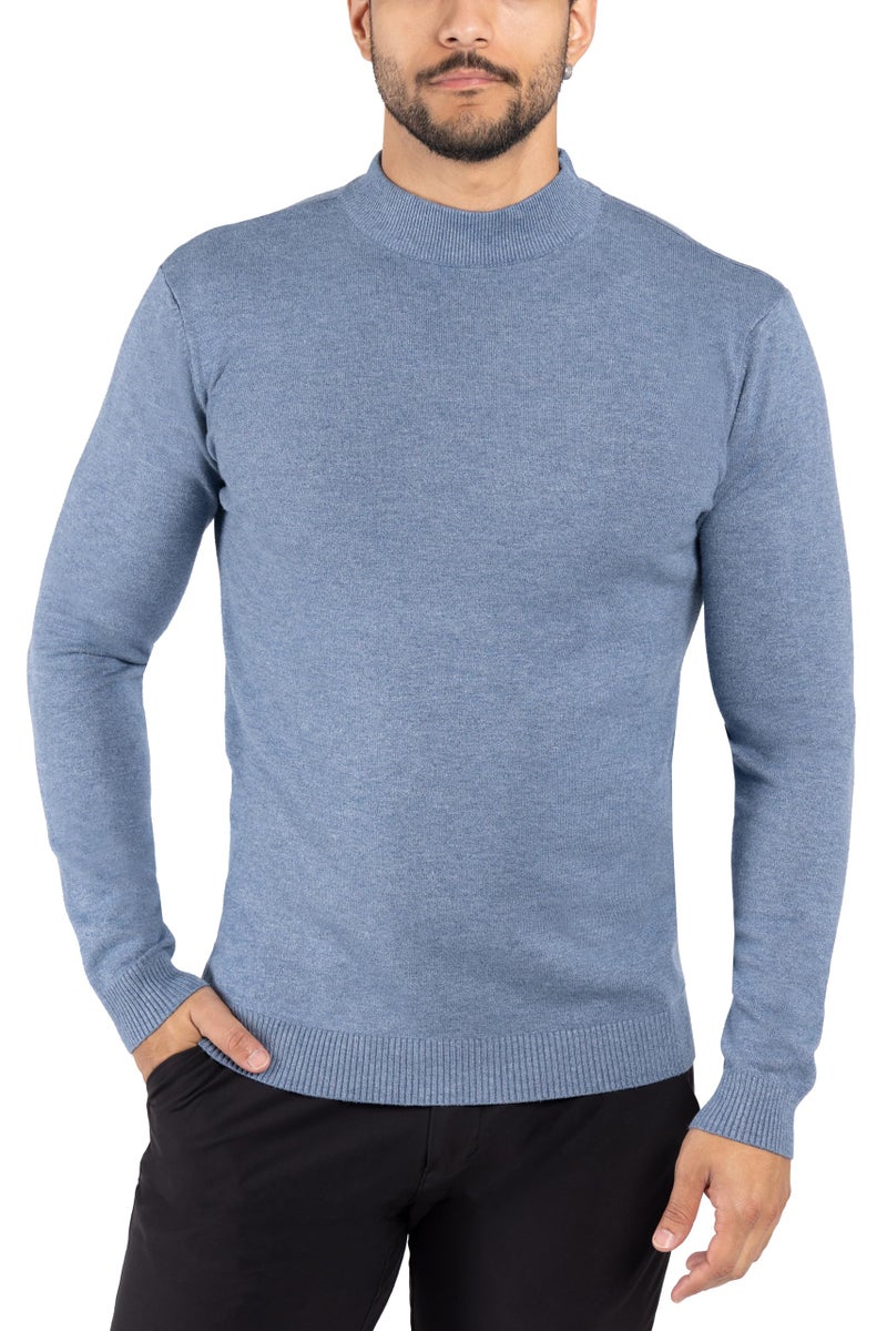 X RAY Mens Mock Neck Sweater, Soft Slim Fit Pullover Top, Basic Mock Neck Sweater for Men, Heather Slate, X-Large - Image 1